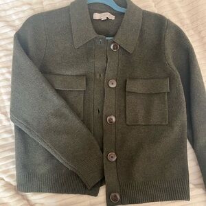 LOFT Dark Olive Knit Cardigan